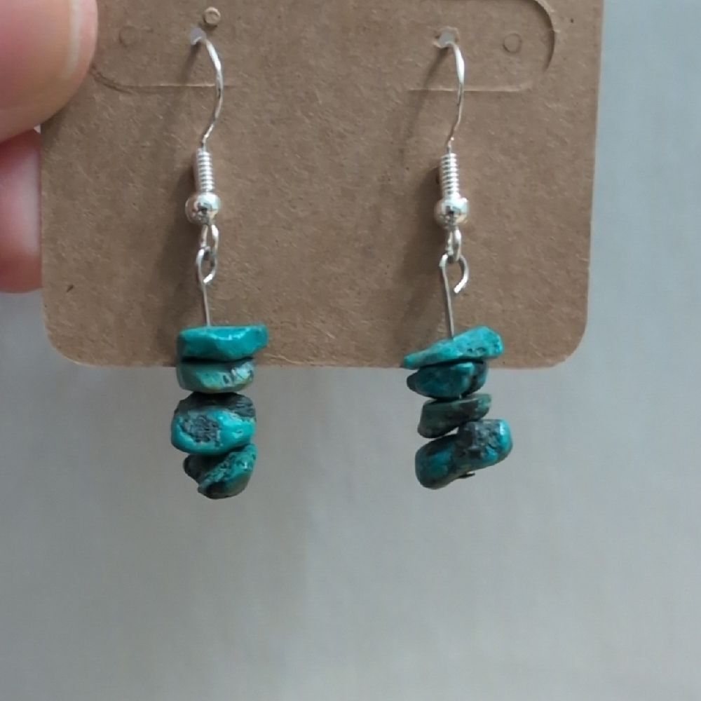 Handmade Turquoise Chip Earrings